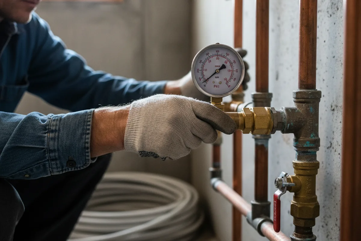 Pressure testing a repaired line during Water Line Repair in La Center